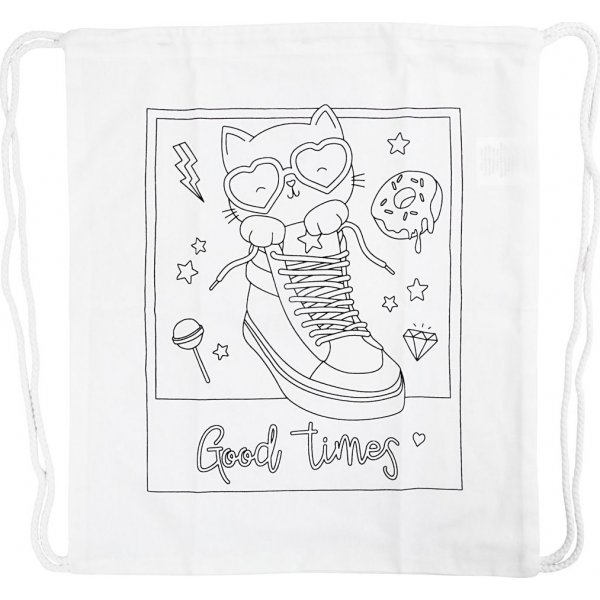 Gymtas - wit - kat in schoenen