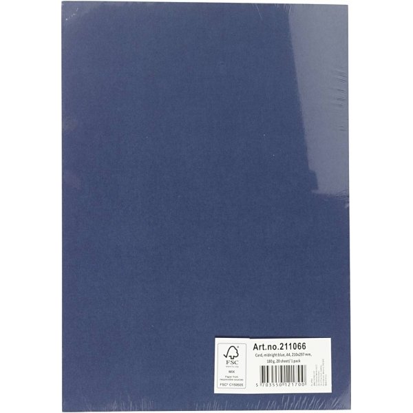Gekleurd karton - donkerblauw - A4 - 180 gr - 20 vellen Gekleurd karton - donkerblauw - A4 - 180 gr - 20 vellen
