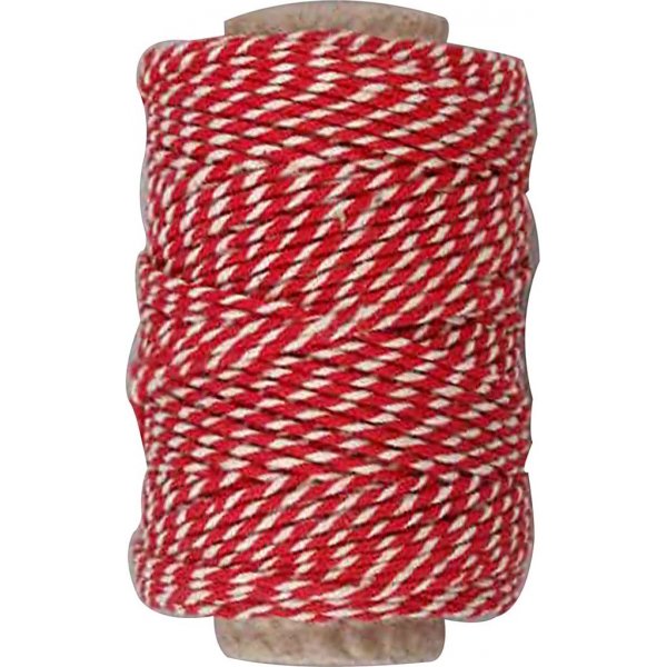 Katoenen koord - rood/wit - 50 m