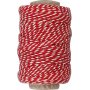 Katoenen koord - rood/wit - 50 m