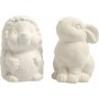 Spaardier - wit - egel en haas - 2 st
