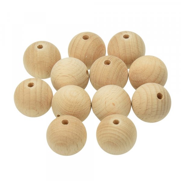 Onbehandelde houten balletjes met halve gaten - 4mm 12 stuks
