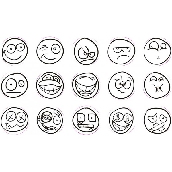 Deco Art Stempelset - smiley - 15 st Deco Art Stempelset - smiley - 15 st