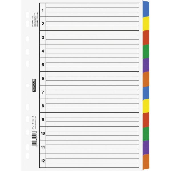 Index voor ringband - A4 hardboard - 10 tabs