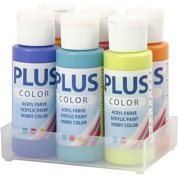 Plus Color Hobbyverf - kleurrijk - 6 x 60 ml Plus Color Hobbyverf - kleurrijk - 6 x 60 ml