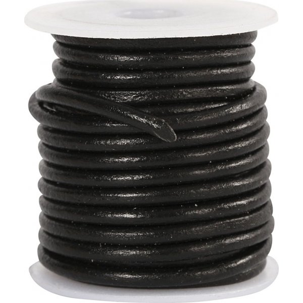 Leren koord - zwart - 3 mm - 5 m