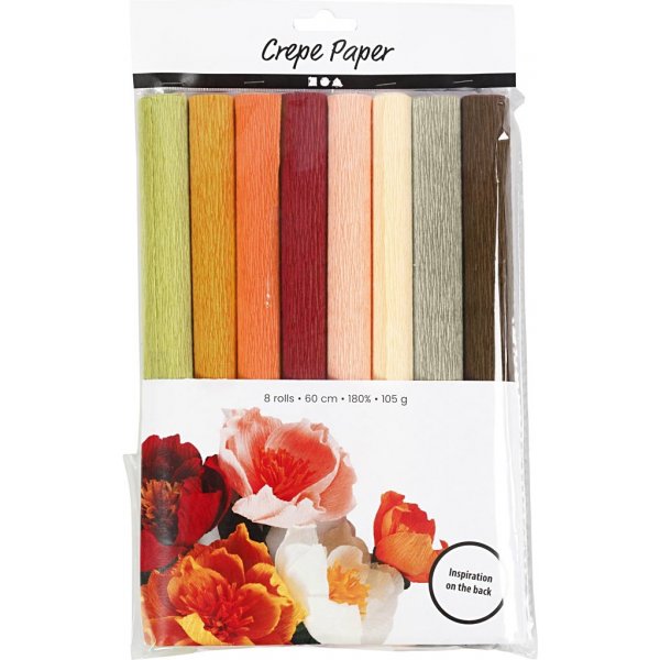 Crêpepapier - doffe kleuren - 8 vellen Crêpepapier - doffe kleuren - 8 vellen