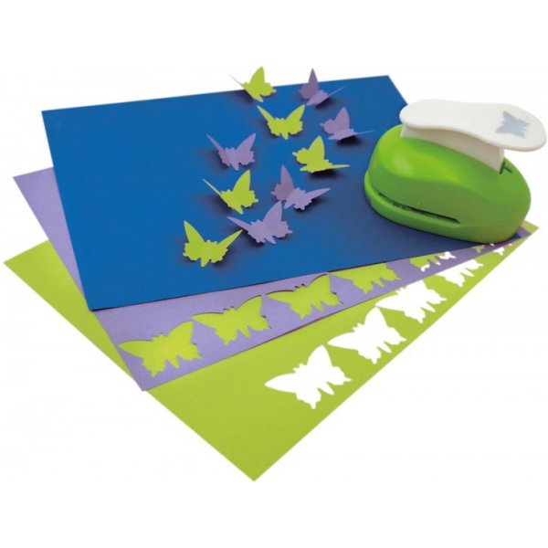 Punch vlinder 2,5 cm - Blauw/wit Punch vlinder 2,5 cm - Blauw/wit