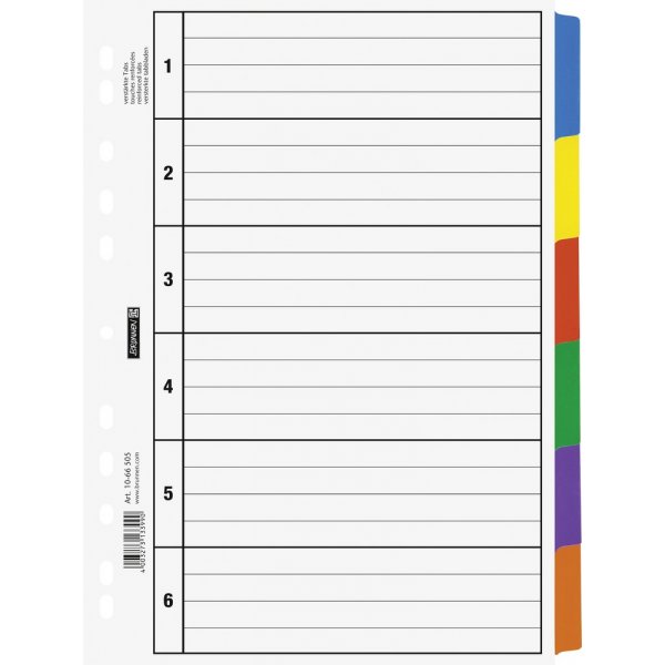 Index voor ringband - A4 hardboard - 5 tabs