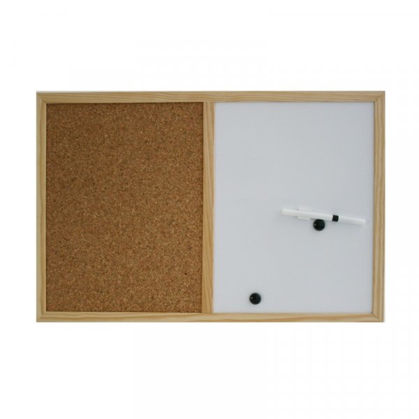 Kurkbord met whiteboard - 40x60 cm