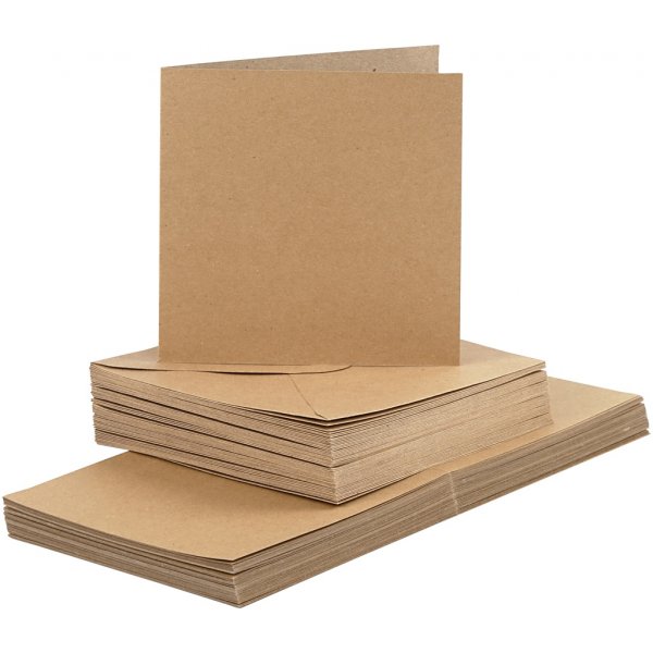 Kaarten en enveloppen - naturel 16 x 16 cm - 50 sets