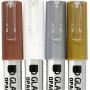 Glas- en porseleinstift - bruin - goud - zilver - wit - semi-dekkend - 1-2 mm - 4 stuks