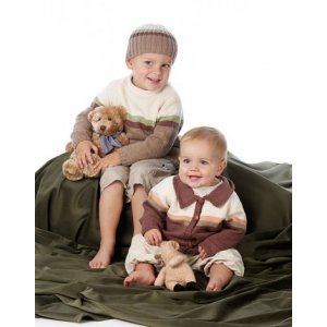 Breipatroon - Raglan trui, vest en muts met gestreepte rand Breipatroon - Raglan trui, vest en muts met gestreepte rand