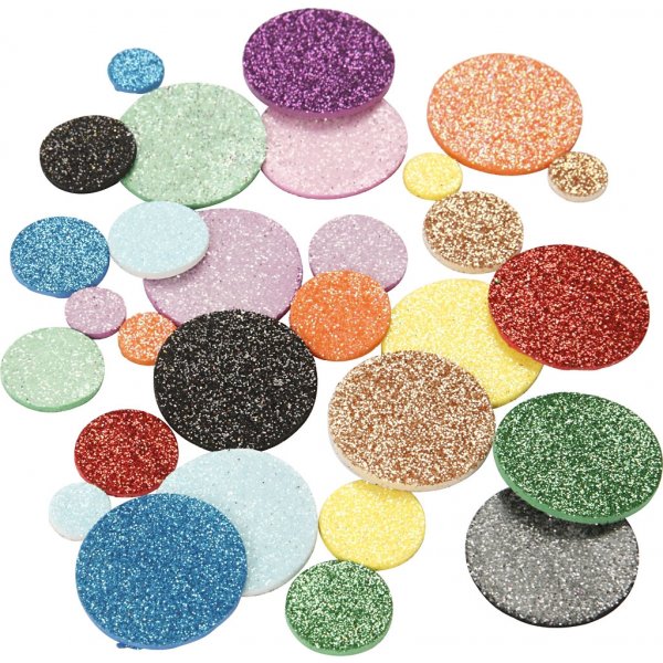 Decoratieve rubberen cirkels - gemengde glitterkleuren - 1000 st