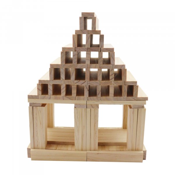 Bouwbare houten tegels 200 stuks - Houtkleurig