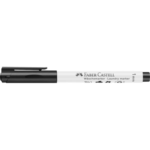 Textielmarkeerpen - Faber-Castell - Waszwart - Ronde punt Textielmarkeerpen - Faber-Castell - Waszwart - Ronde punt