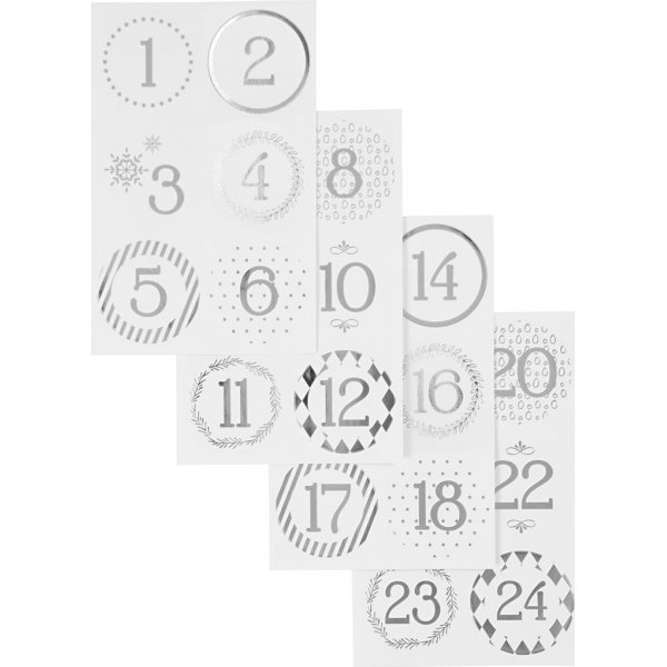 Kalendernummers - zilver - wit - 4 vellen