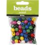 Houten kralen - rond - gemengde kleuren - 22 gr