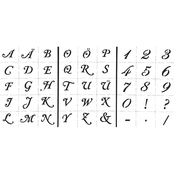 Sjablonen - letters en cijfers - A5 - 3 vellen