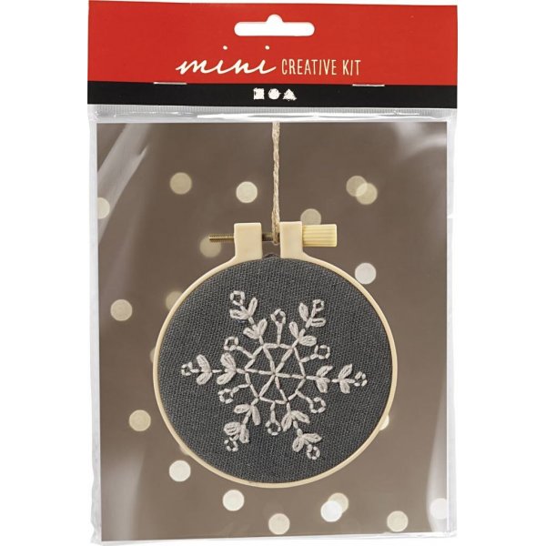 Mini DIY Kit Borduren - grijs - Sneeuwvlok