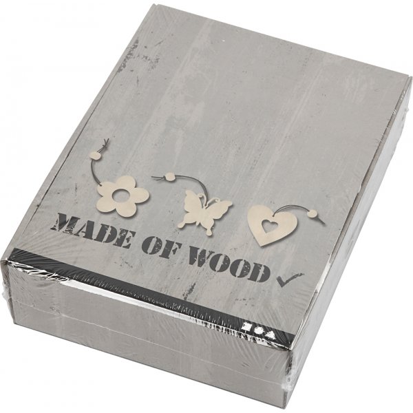 Houten decoraties - Bloemen - vlinders - harten - 200 st Houten decoraties - Bloemen - vlinders - harten - 200 st