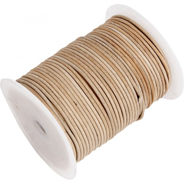 Leren koord - beige - 2 mm - 50 m Leren koord - beige - 2 mm - 50 m
