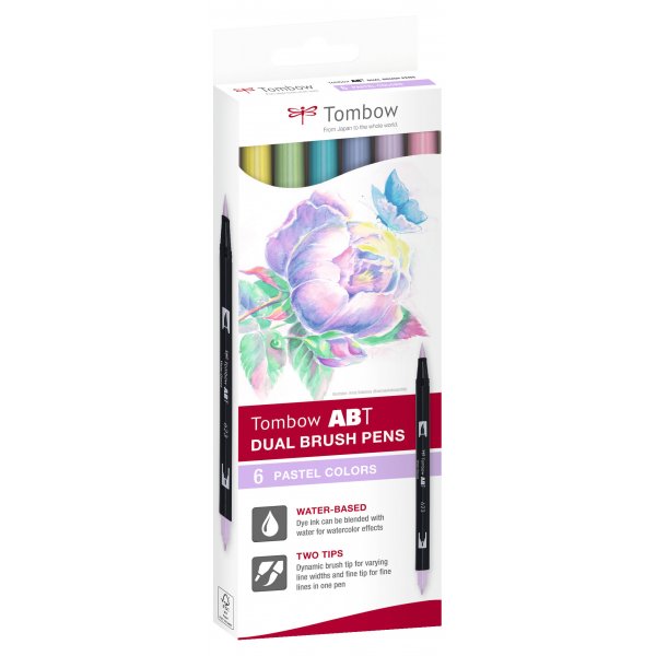 Tombow ABT Dual Brush Pen Pastel 6-pack Tombow ABT Dual Brush Pen Pastel 6-pack