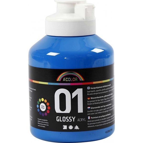 Schoolverf - Acryl - primair blauw - glanzend - 500 ml