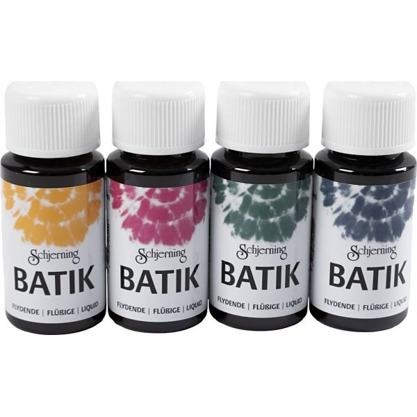 Batikverf - marineblauw - groen - roze - masgeel - 4x50 ml