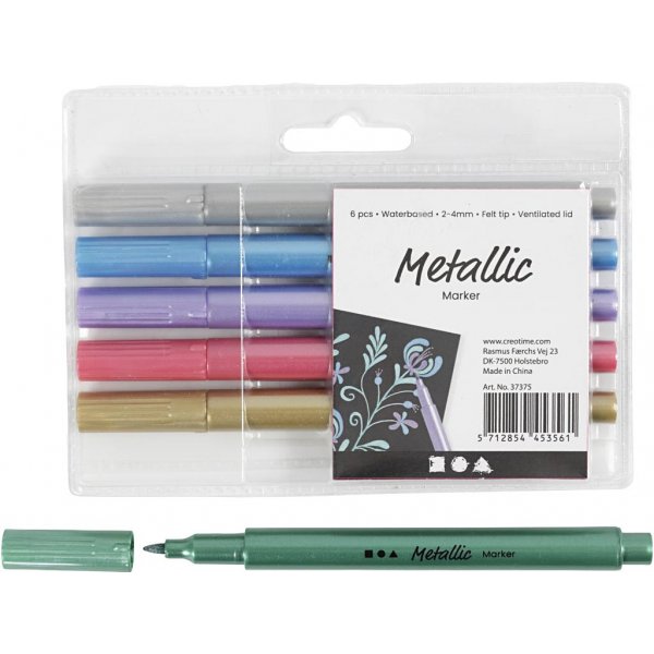 Metallic marker - metallic kleuren - 6 st Metallic marker - metallic kleuren - 6 st