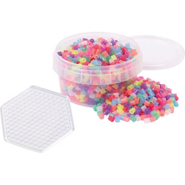 Tube kralen glitter 1000 st, in potje met bordje