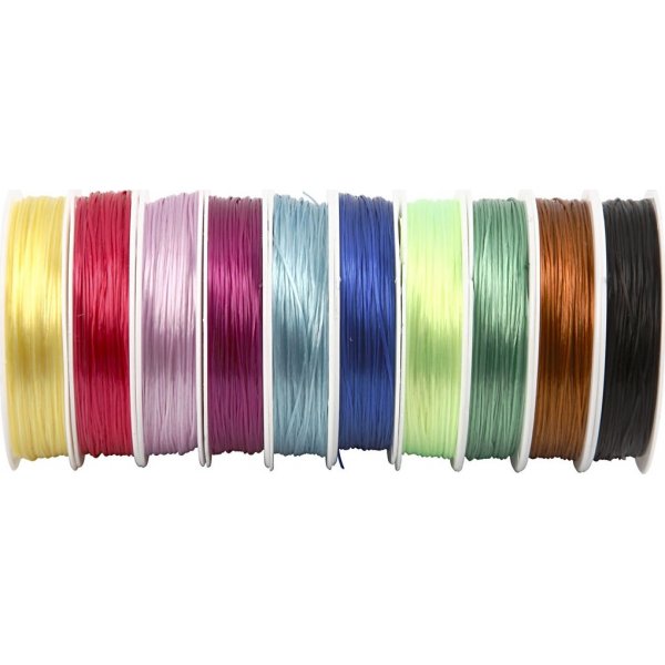 Elastisch sieradendraad - 1 mm - gemengde kleuren - 10 x 25 m