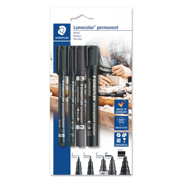 Permanente markers Lumocolor Mix - 4 stiften