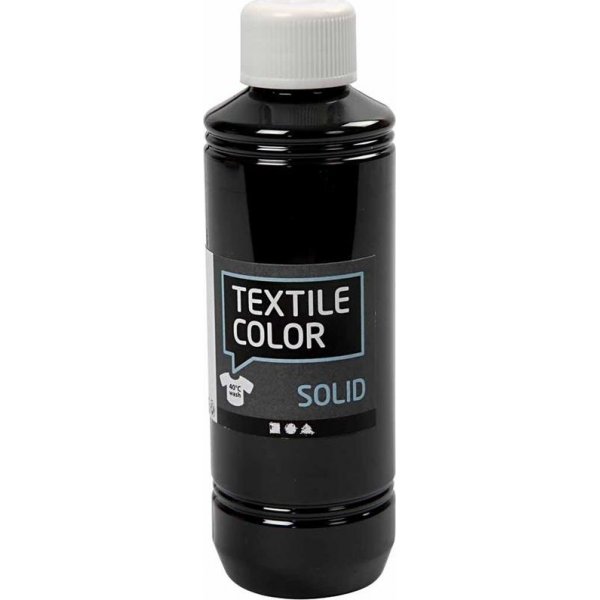 Textiel Solide textielverf - zwart - dekkend - 250 ml