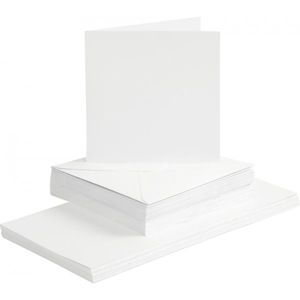 Kaarten en enveloppen - wit 16 x 16 cm - 50 sets Kaarten en enveloppen - wit 16 x 16 cm - 50 sets