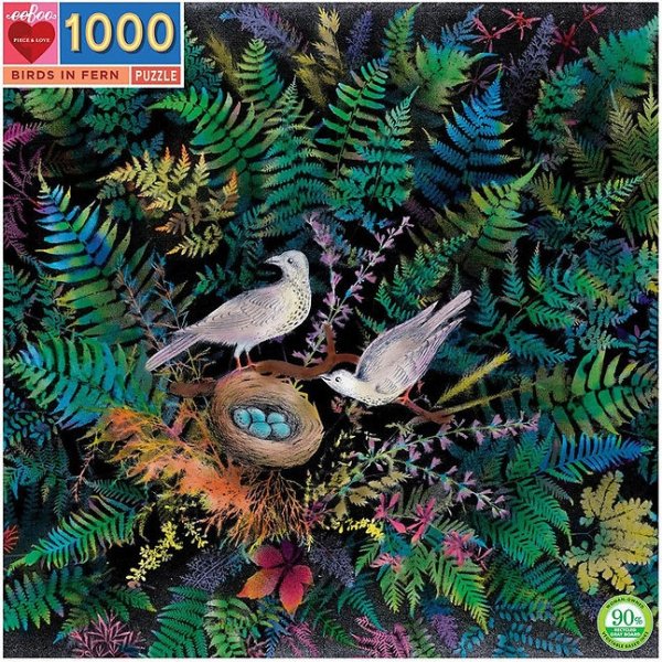 Puzzel 1008 stukjes - Vogel in varenstruik