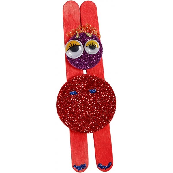 Glitter en houten stokjes - gemengde kleuren