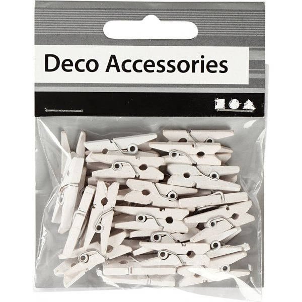 Mini wasknijpers - wit - 36 st