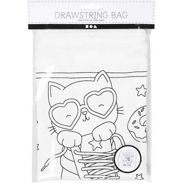 Gymtas - wit - kat in schoenen Gymtas - wit - kat in schoenen