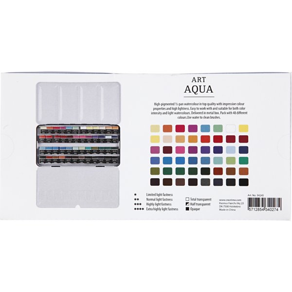 Art Aqua aquarelverf - standaardkleuren - 48 st Art Aqua aquarelverf - standaardkleuren - 48 st