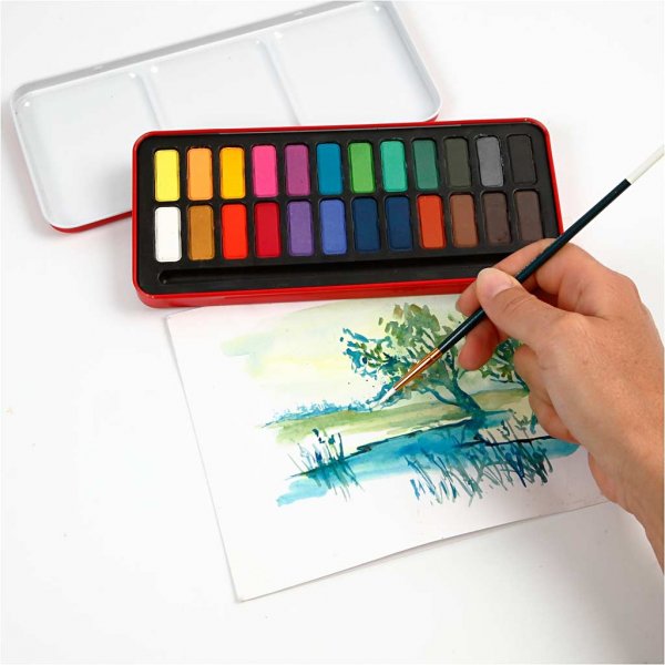 Aquarelset - gemengde kleuren - 24 st Aquarelset - gemengde kleuren - 24 st