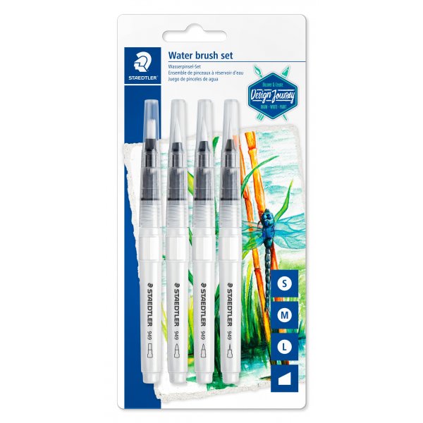 Borstel met watercontainer - 4-pack
