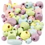 Houten kralen - felle kleuren - 400 ml