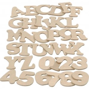 Houten letters en cijfers 36 x 100 stuks