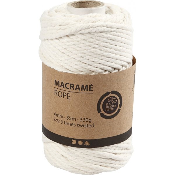 Macramégaren - gebroken wit - Ø4 mm - 55 m Macramégaren - gebroken wit - Ø4 mm - 55 m