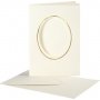Passepartout kaart met envelop - gebroken wit - ovaal met gouden rand - 10 sets