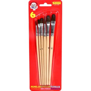 Houten kwasten met natuurlijke haren, 6 stuks