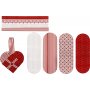 Knutselset - Gevlochten harten - rood/wit patroon - 8 st
