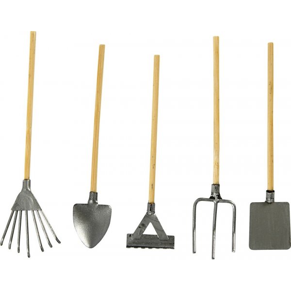 Kerstman accessoires - Tuingereedschap - 5 verschillende