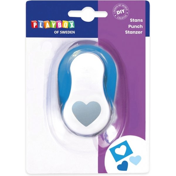 Punch hart 2,5 cm - Blauw/wit